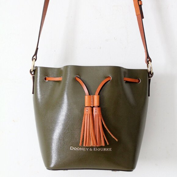 Dooney & Bourke Serena Drawstring Crossbody – Green Embossed Leather - Picture 12 of 16